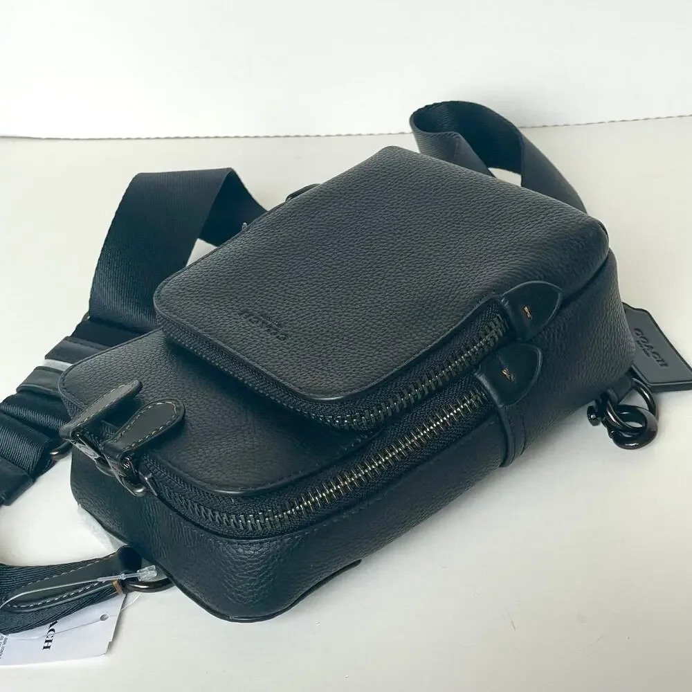 Coach Gotham Sling Pack 13 CR849 Black Leather Crossbody